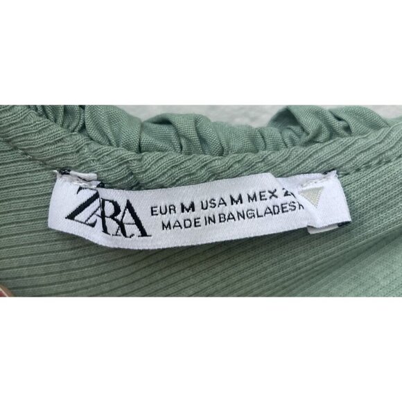 Zara Forest Fairy Bodysuit Size M Ruffle Coquette Feminine Dainty Festival Green - Picture 11 of 12